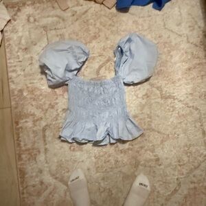Light Blue Puff Sleeve Top